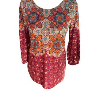 Faith & Joy Red Paisley Boho women’s top small
